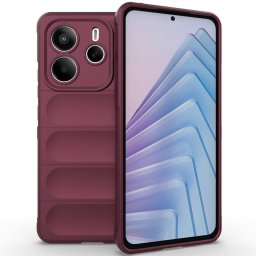 Подсилен силиконов гръб на ленти за Xiaomi Redmi Note 14 5G - винено червен