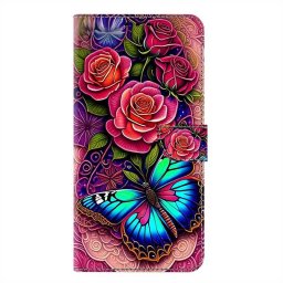Кожен калъф тип портмоне за Xiaomi 15 - синя пеперуда