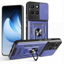 Хибриден гръб със стойка и слайдър за камера за Honor X8c - тъмно син