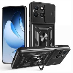 Хибриден гръб със стойка и слайдър за камера за Honor X8c - черен