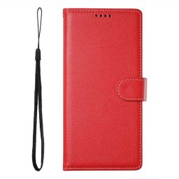 Кожен калъф тип портмоне за Realme 14 Pro+ 5G - червен