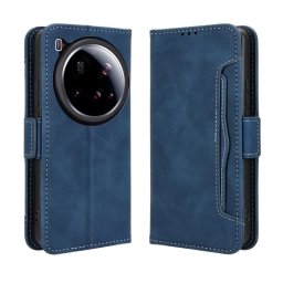 Кожен калъф тип портмоне с магнитна закопчалка за Xiaomi 15 Ultra - тъмно син