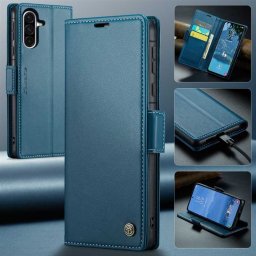 Кожен калъф страничен flip марка CASEME за Samsung Galaxy A36 5G – син