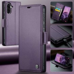 Кожен калъф страничен flip марка CASEME за Samsung Galaxy A36 5G – лилав