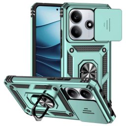 Хибриден гръб със стойка и слайдър за камера за Xiaomi Redmi Note 14 5G - зелен