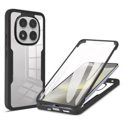 Цялостен гръб от силикон и пластмаса за Xiaomi Redmi Note 14 Pro 5G/14 Pro+ 5G - прозрачен с черна рамка