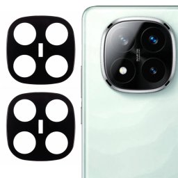 Два броя удароустойчив стъклен протектор за камера за Xiaomi Redmi Note 14 Pro+ 5G - черна рамка