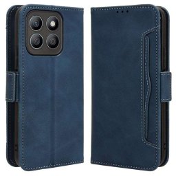Кожен калъф тип портмоне с магнитна закопчалка за Honor X8c - тъмно син
