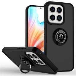 Силиконов гръб с кръгла стойка за Honor X8c - черен