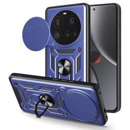 Хибриден гръб със стойка и слайдър за камера за Xiaomi 15 Ultra - тъмно син