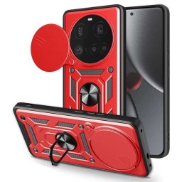 Хибриден гръб със стойка и слайдър за камера за Xiaomi 15 Ultra - червен