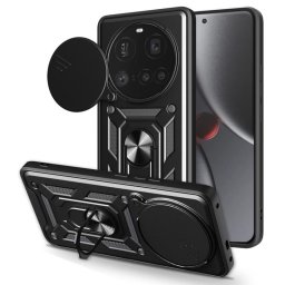 Хибриден гръб със стойка и слайдър за камера за Xiaomi 15 Ultra - черен