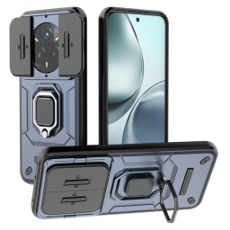 Хибриден гръб със стойка и слайдър за камера за Realme 14 Pro+ - тъмно син
