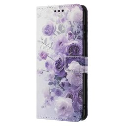 Калъф тип портмоне за Xiaomi Redmi Note 14 5G - лилави рози