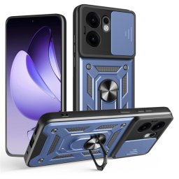 Хибриден гръб със стойка и слайдър за камера за Oppo Reno 13F 5G - тъмно син