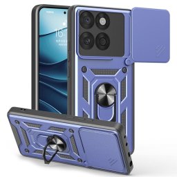 Хибриден гръб със стойка и слайдър за камера за Motorola Edge 60 5G/60 Fusion 5G - тъмно син