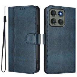 Кожен калъф тип портмоне за Motorola Edge 60 Pro 5G - тъмно син