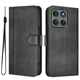 Кожен калъф тип портмоне за Motorola Edge 60 Pro 5G - черен