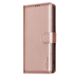 Кожен калъф тип портмоне марка BINFEN COLOR за Motorola Edge 60 Pro 5G - перлено розов