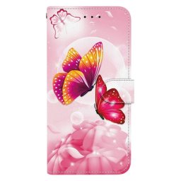 Кожен калъф тип портмоне за Xiaomi Redmi Note 14S - червена пеперуда