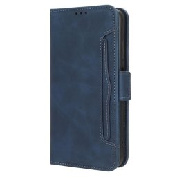 Кожен калъф тип портмоне с магнитна закопчалка за Xiaomi Redmi Note 14S - тъмно син