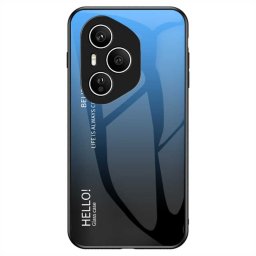 Силиконов кейс със стъклен гръб за Honor 400 Pro 5G - син градиент