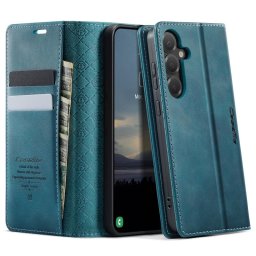 Кожен калъф страничен flip марка CASEME за Samsung Galaxy S25 FE – тюркоазен