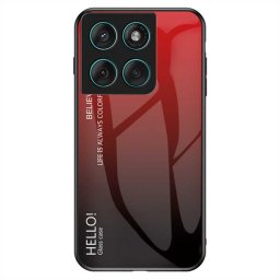 Силиконов кейс със стъклен гръб за Motorola Edge 60 Pro 5G - червен градиент