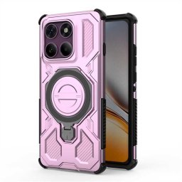 Хибриден гръб с кръгла метална стойка за Motorola Edge 60 Pro 5G - розов