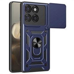 Хибриден гръб със стойка и слайдър за камера за Motorola Edge 60 Pro 5G - тъмно син
