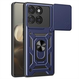 Хибриден гръб със стойка и слайдър за камера марка AMORUS за Motorola Edge 60 Pro 5G - тъмно син