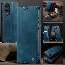 Кожен калъф страничен flip марка CASEME за Samsung Galaxy S25 Edge – тюркоазен