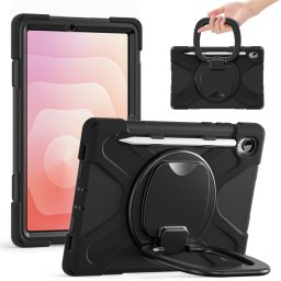 Силиконов гръб с кръгла стойка за Galaxy Tab S11 - черен