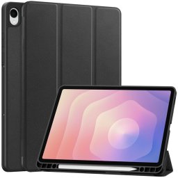 Кожен калъф със сгъващ се капак за Galaxy Tab S11 - черен
