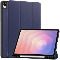 Кожен калъф със сгъващ се капак за Galaxy Tab S11 - тъмно син