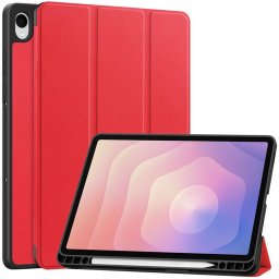 Кожен калъф със сгъващ се капак за Galaxy Tab S11 - червен