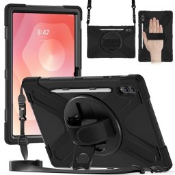 Силиконов гръб със стойка за Galaxy Tab S11 Ultra - черен