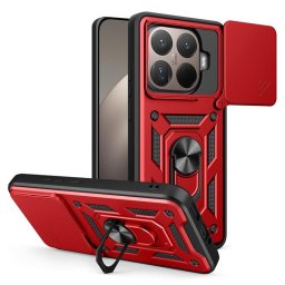 Хибриден гръб със стойка и слайдър за камера за Xiaomi 15T Pro - червен