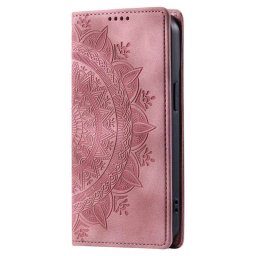 Кожен калъф тип портмоне с мандала за Xiaomi 15T Pro - розов