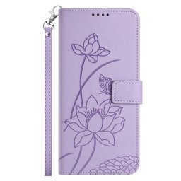Кожен калъф тип портмоне с цветя за Xiaomi 15T Pro - лилав