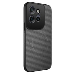Гръб от силикон и пластмаса с карбонова текстура за Motorola Edge 70 5G - сив
