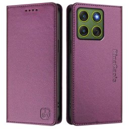 Кожен калъф тип портмоне марка RINACASIS за Motorola Edge 70 5G – лилав