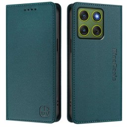 Кожен калъф тип портмоне марка RINACASIS за Motorola Edge 70 5G - тюркоазен