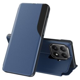 Тънък кожен калъф тип портмоне с прозорче за Xiaomi 15T Pro – тъмно син