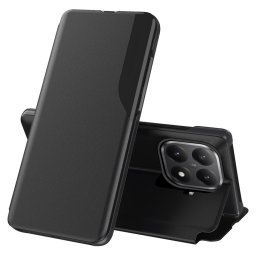 Тънък кожен калъф тип портмоне с прозорче за Xiaomi 15T Pro – черен