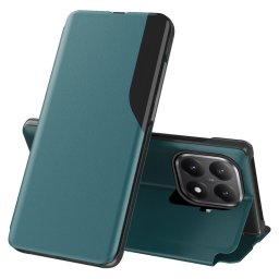 Тънък кожен калъф тип портмоне с прозорче за Xiaomi 15T Pro - тюркоазен