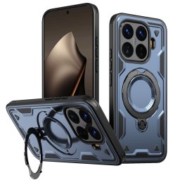 Хибриден гръб с кръгла метална стойка за Xiaomi 15T Pro - тъмно син