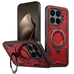 Хибриден гръб с кръгла метална стойка за Xiaomi 15T Pro - червен