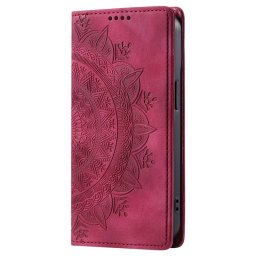 Кожен калъф тип портмоне с шарка за Xiaomi 15T - ярко розов