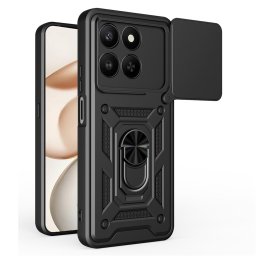 Хибриден гръб със стойка и слайдър за камера за Honor 400 Smart - черен